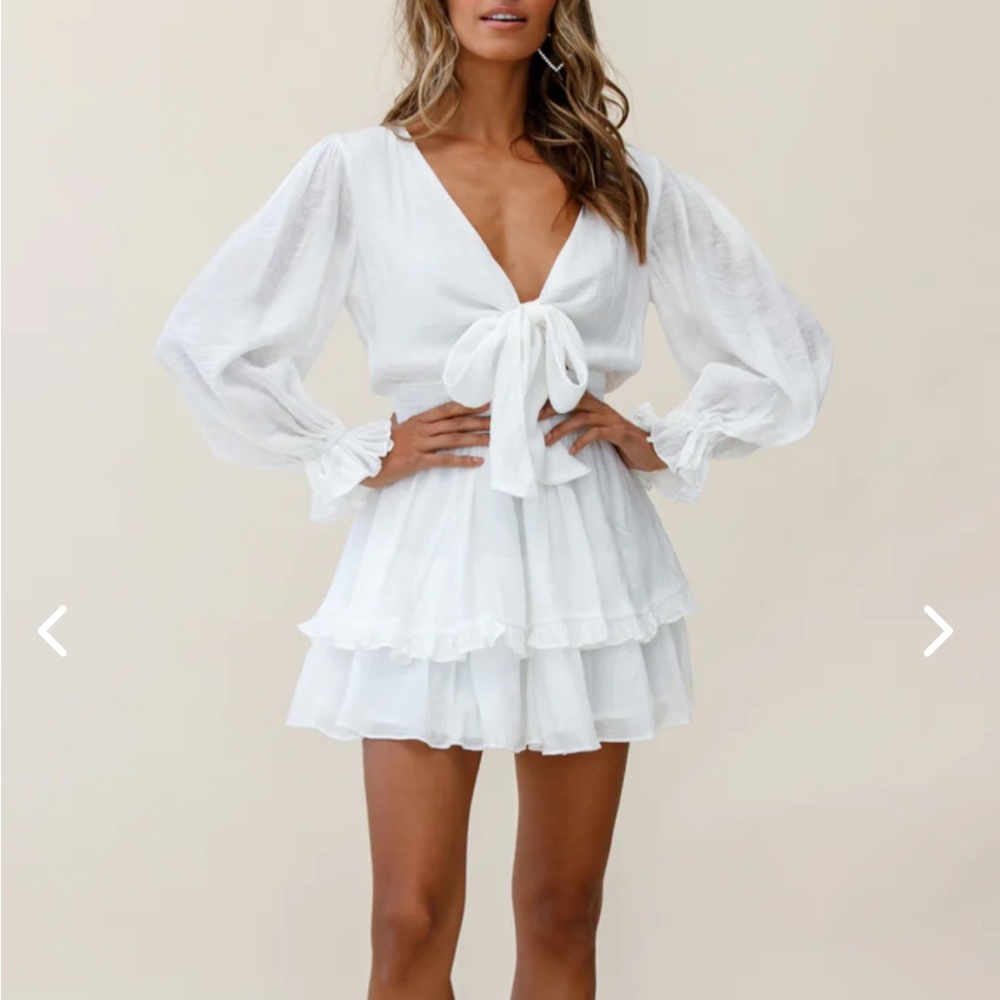 Tie front long sleeve dress